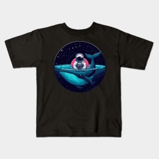 Astronaut swimming with whale friend Kids T-Shirt